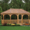 12' x18' Wood Oval, Standard Rails, Victorian Braces, Wavy Fascia, Cedar Shake, Pagoda Roof, Screen Package