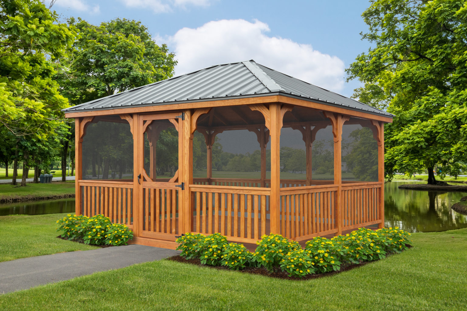 12' x 14' Rectangle Treated Pine Gazebo - Gazebo Joe's