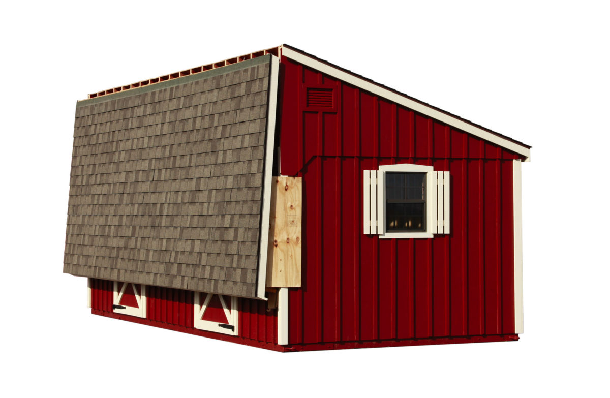 10' x 24' Horse Barn w/ 8ft Hinged Lean-To