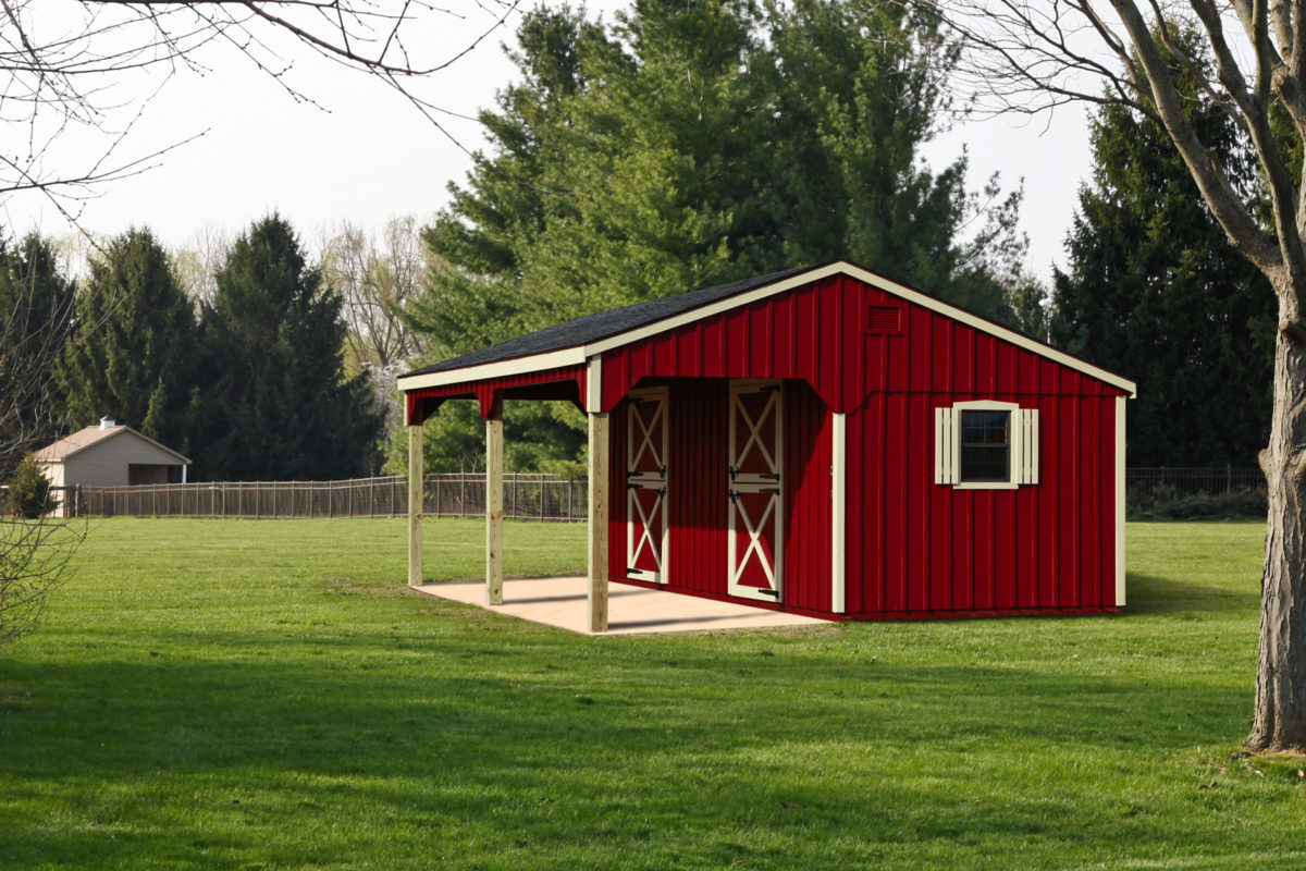 10' x 24' Horse Barn w/ 8ft Hinged Lean-To