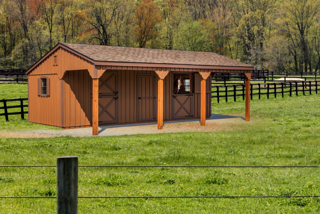 10' x 28' Lean-To Horse Barn - Board & Batten - Gazebo Joe's