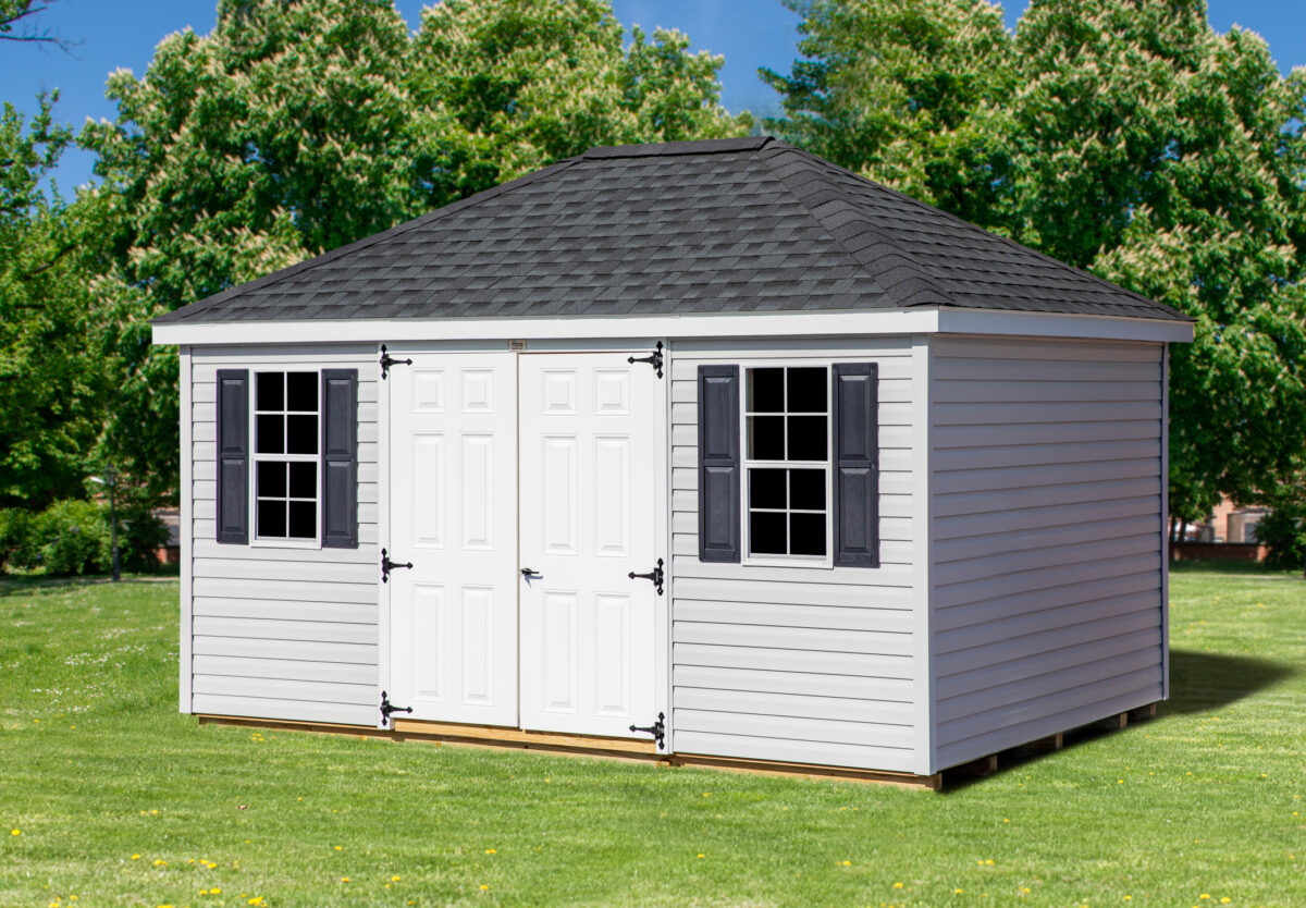 10x14 Hip Roof Shed - Vinyl